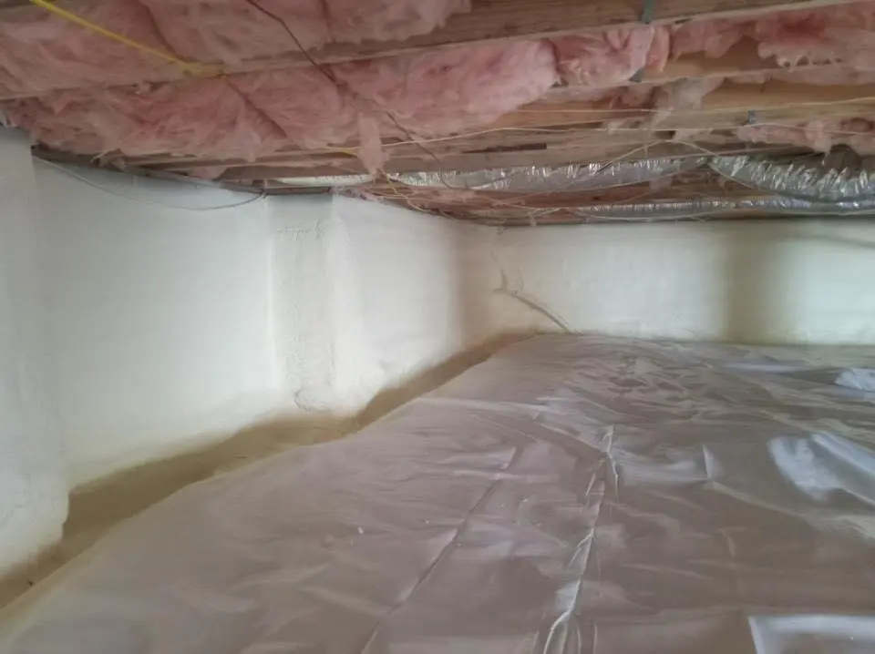 Crawl space encapsulation with closed-cell spray foam for Roof Leak Repair in Riverside